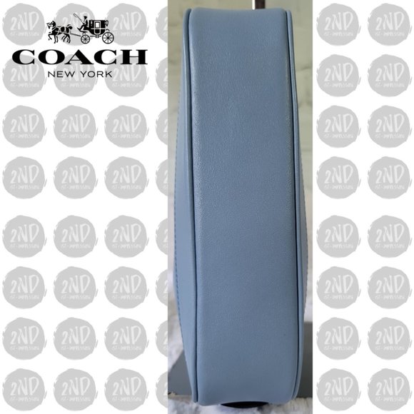 SOLD - Coach Soft Blue Leather Y2K Handbag Purse Baguette - Picture 5 of 14